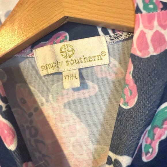 Simply Southern Navy & Pink Sea Turtle Print Sleeveless Dress L Summer Tropical - Picture 3 of 5